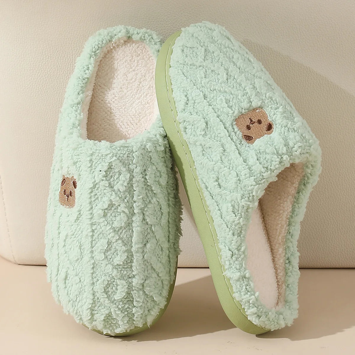 Cosy Bear Cotton Slippers – Warm Non-Slip Couples House Slippers