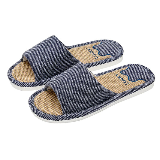 Linen Summer House Slippers – Breathable Non-Slip Indoor Slides