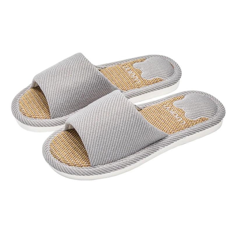 Linen Summer House Slippers – Breathable Non-Slip Indoor Slides