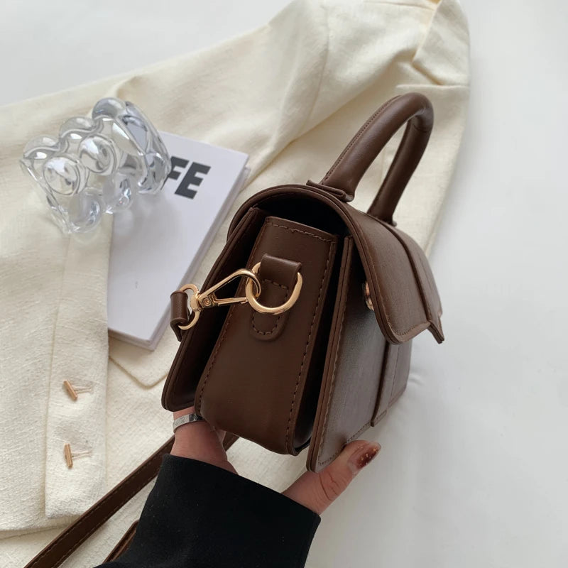 Vegan Leather Satchel Bag – Women's Square Crossbody Handbag