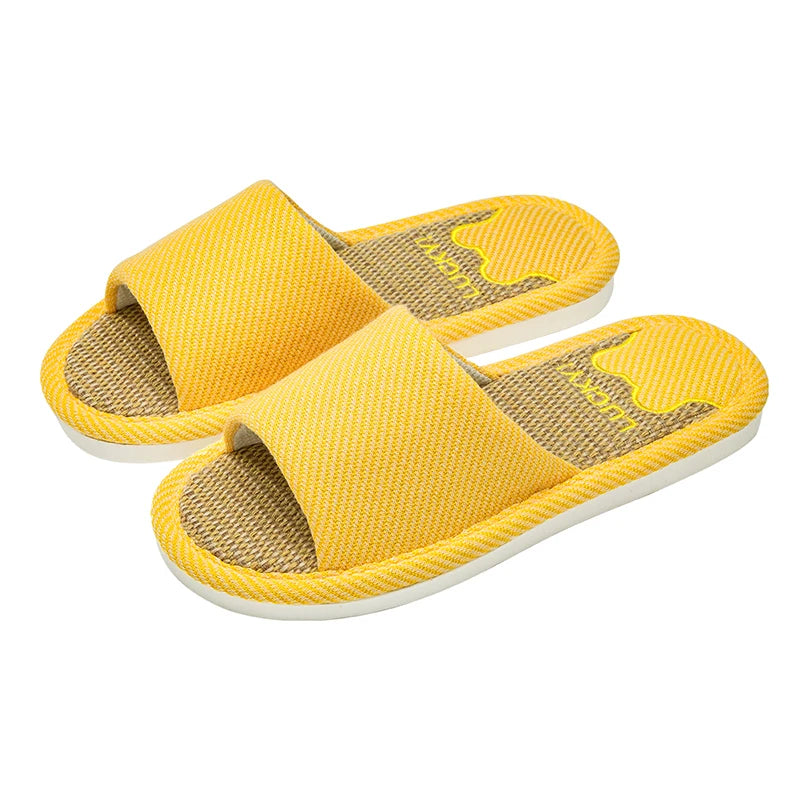 Linen Summer House Slippers – Breathable Non-Slip Indoor Slides