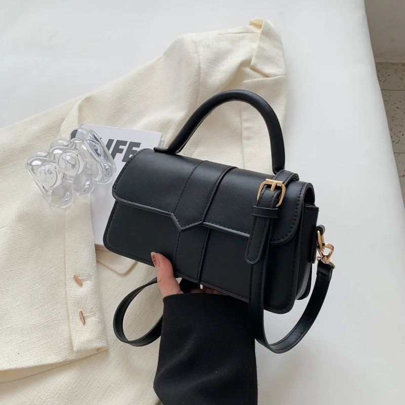 Vegan Leather Satchel Bag – Women's Square Crossbody Handbag