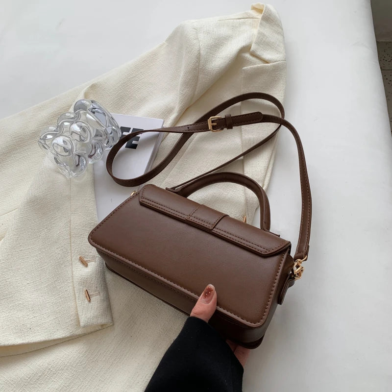 Vegan Leather Satchel Bag – Women's Square Crossbody Handbag