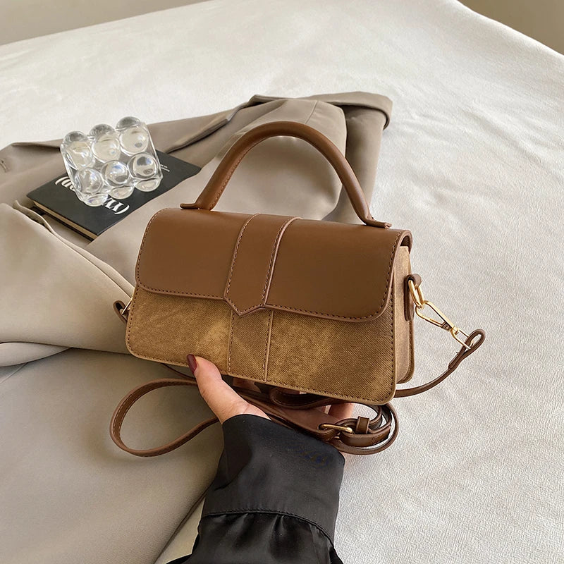 Vegan Leather Satchel Bag – Women's Square Crossbody Handbag