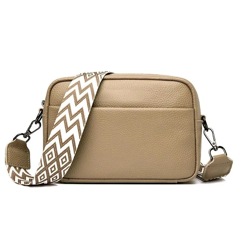 Genuine Leather Crossbody Bag – Women's Multi-Compartment Handbag