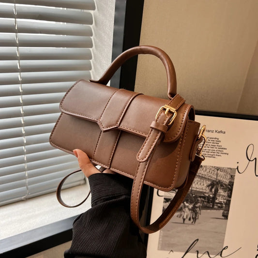 Vegan Leather Satchel Bag – Women's Square Crossbody Handbag