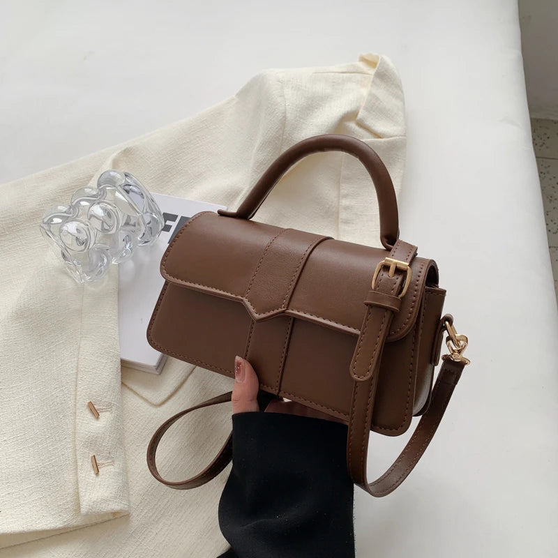 Vegan Leather Satchel Bag – Women's Square Crossbody Handbag