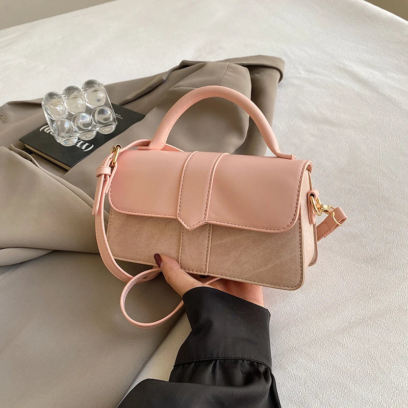 Vegan Leather Satchel Bag – Women's Square Crossbody Handbag