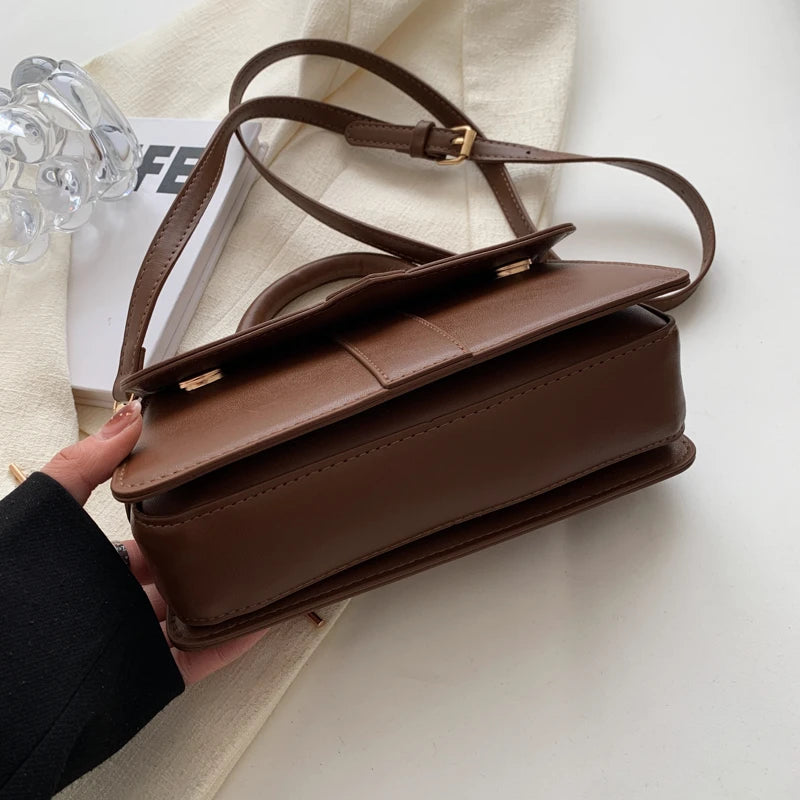 Vegan Leather Satchel Bag – Women's Square Crossbody Handbag