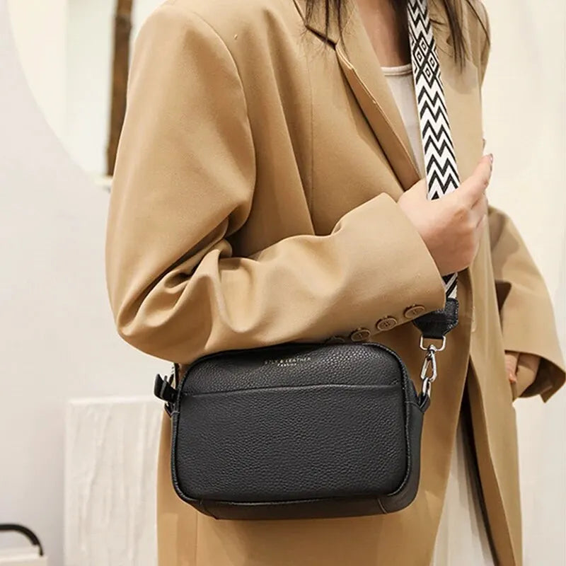 Genuine Leather Crossbody Bag – Women's Multi-Compartment Handbag