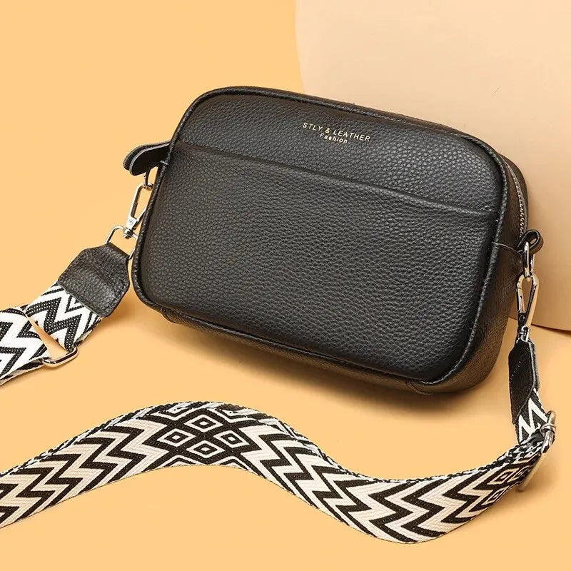 Genuine Leather Crossbody Bag – Women's Multi-Compartment Handbag
