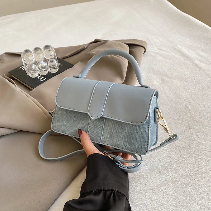 Vegan Leather Satchel Bag – Women's Square Crossbody Handbag